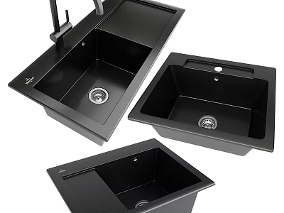 Black Modern Kitchen Sink With Different Single Bowl Designs For Home Use 3d model