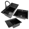 Black Modern Kitchen Sink With Different Single Bowl Designs For Home Use 3d model