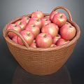 Fresh Ripe Red Apples Filled in Wicker Basket on Dark Surface