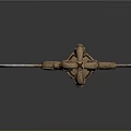 Ornate Decorative Weapon with Golden Crown Top and Polished Silver Blade Design