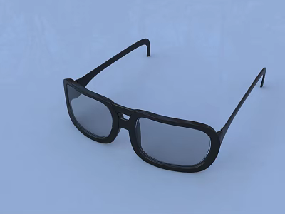 Stylish Black Square Frame Glasses With Clear Lenses And Black Temples 3d model