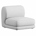 Modern White Lounge Chair with Comfortable Fabric Seat Sleek Design and Low Profile Black Legs