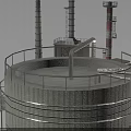 Industrial Facility 3D Model Featuring Tanks Towers Pipes And Stairs