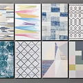 Square Rugs With Various Geometric Patterns And Modern Color Combinations For Interior Decor 3d model