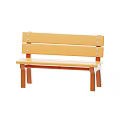 Yellow Wooden Landscape Bench With Simple Design And Smooth Backrest Planks