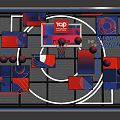 Modern Basketball Themed Photo Spot With Geometric Patterns And Red Blue Colors