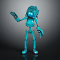 Blue Robot Character With Glowing Eyes And Mechanical Limbs Design 3d model
