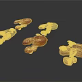 Brown Ganoderma Mushroom Clusters With Transparent Small Crystals On White Background 3d model