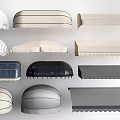 Various Awnings with Different Designs Colors and Styles Including Dome and Flat Shapes