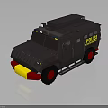 Police Military Style Vehicle With Gray Body Yellow Red Bumper Black Wheels And Roof Equipment