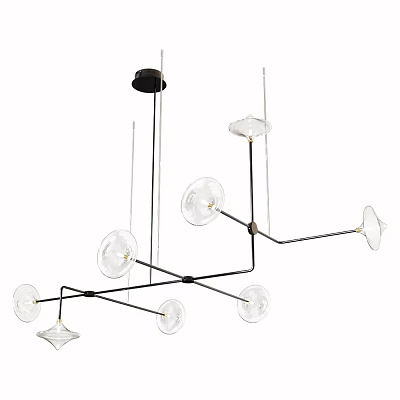 Stylish Modern Chandelier With Black Metal Frame And Multiple Glass Shades 3d model