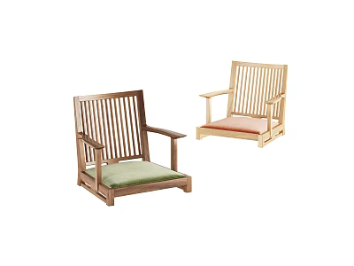 Wooden Leisure Chairs With Armrests And Different Colored Cushions Simple Design 3d model