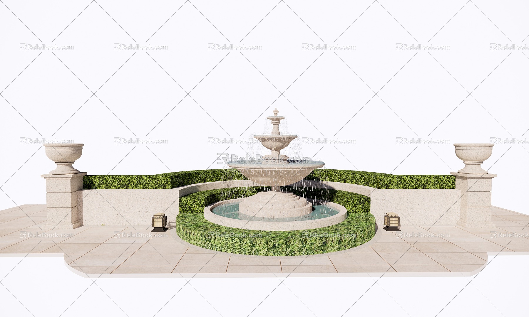 European-style fountain water feature model