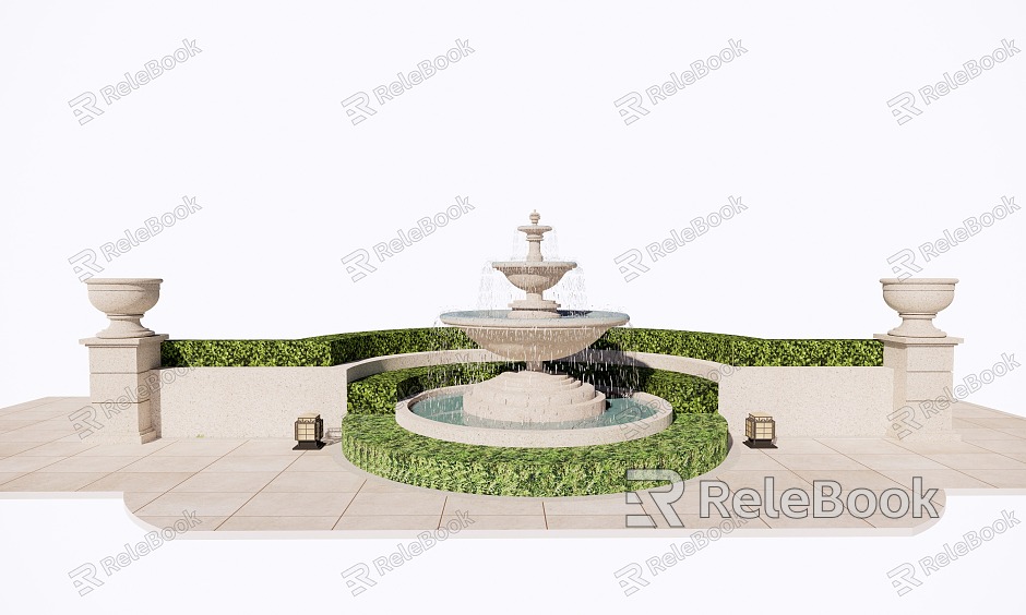 European-style fountain water feature model