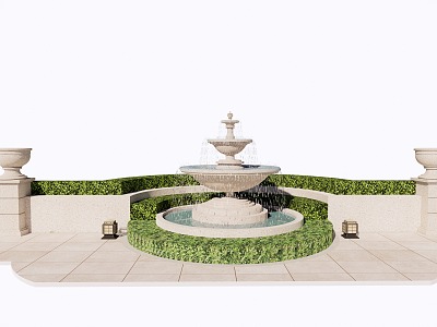 European-style fountain water feature model