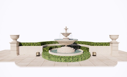 European-style fountain water feature 3d model