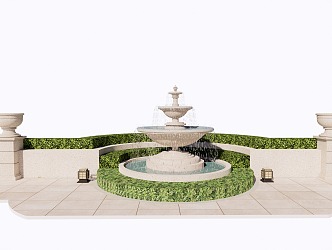 European-style fountain water feature 3d model