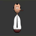 Cartoon Man Figure With White Shirt Black Tie Red Pipe And Standing Pose On Gray Background