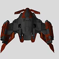 Red Sci Fi Spaceship With Multiple Engines And Aerodynamic Wings Design