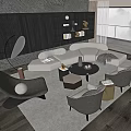 Modern Living Room Sofa Coffee Table Set With Armchairs And Decorative Rug
