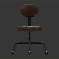 Classic Leather Office Chair With Round Backrest And Metal Base Rolling Wheels Design