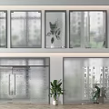 Different Types of Glass Window Designs With Frosted Panels Blinds And Plants