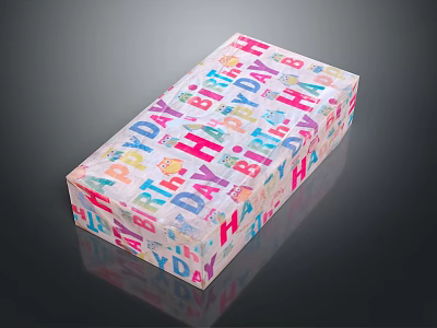 Happy Birthday Themed Decorative Ornament Set With Colorful Patterns And Letter Prints 3d model