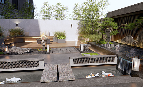 New Chinese Courtyard Landscape 3d model