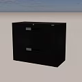 Black Two Drawer Storage Cabinet With Modern Metal Design And Lockable Feature