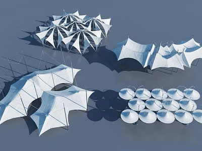 Tensile Membrane Architectural Designs With Various Geometric Shapes And Shadow Effects 3d model