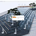 Modern landscape pool fountain pool water feature spring 3d model