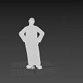 Bald Man Wearing Black Traditional Robe Standing Against Dark Gray Background