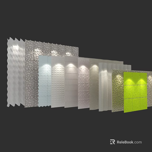 Modern Decorative Wall Panels With Various Textures Colors And Lighting Designs 3d model