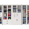 White Office Bookcases With Folders Books Drawers And Decorative Items 3d model