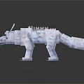 Pixelated Ice Bear Game Character With Blocky Structure And Icy Texture Design