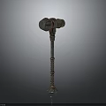Ornate Metallic Decorative Hammer With Textured Handle And Round Head Design