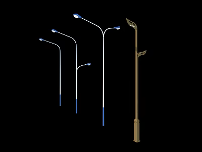Modern Outdoor Street Lights With Curved Poles And Stylish Illumination Designs 3d model