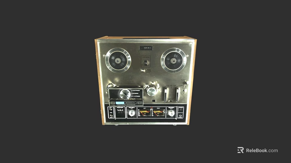 Vintage Audio Tape Recorder With Dual Reels Control Knobs And Retro Design 3d model 