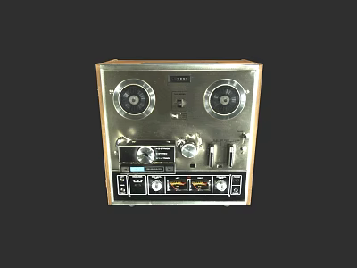 Vintage Audio Tape Recorder With Dual Reels Control Knobs And Retro Design 3d model