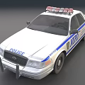 NYPD Police Car With Emergency Lights Blue White Stripes And Front Bumper Guard