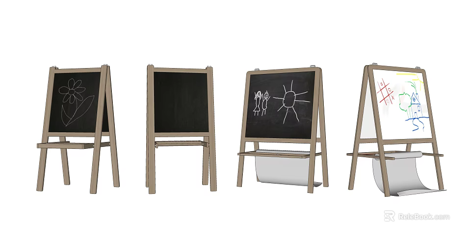 Art Supplies Collection Featuring Wooden Easels Drawing Boards And Artist Tools 3d model 