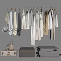 Fashionable Hanging Clothes In Various Styles With Hats Bags And Suitcases