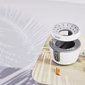 Smart Machine Humidifier White And Gray Modern Compact Design On White Countertop With Speckled Box