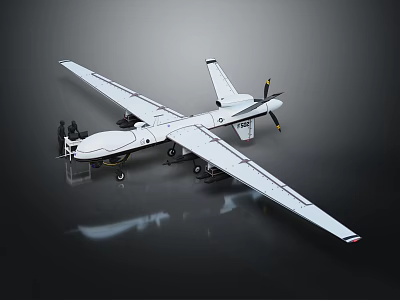 Advanced Long Wing Drone With Propeller Landing Gear And White Exterior Design 3d model