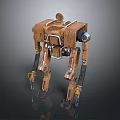 Industrial Mechanical Walker Robot With Four Legged Metal Structure And Rusty Brown Design 3d model