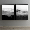 Modern Landscape Painting Black and White Living Room Landscape Natural Light Decorative Painting 3d model