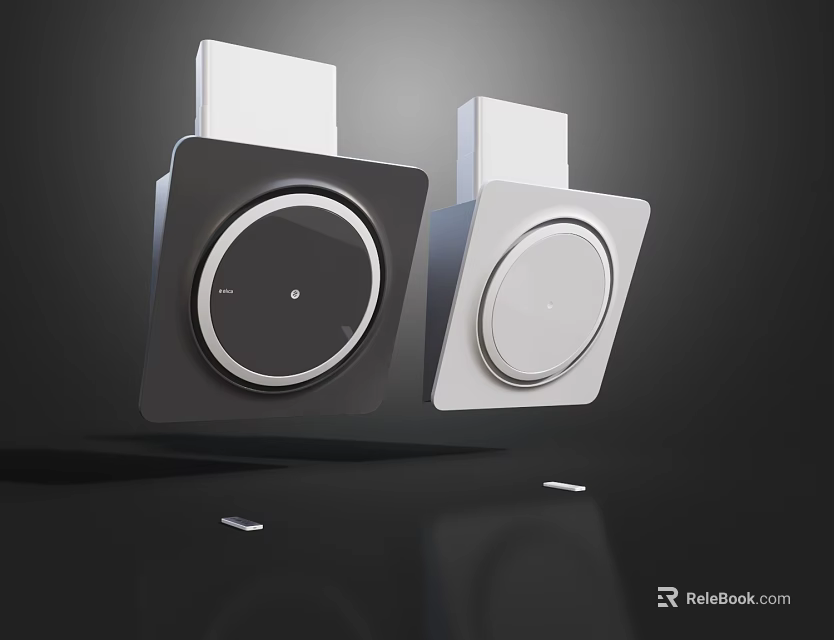 Modern Kitchen Appliances Black and White with Square Design and Circular Panel 3d model