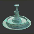 Ornamental Stone Fountain With Circular Base And Pedestal Water Basin