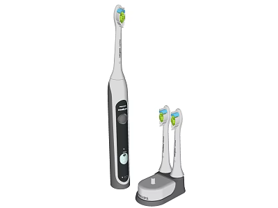 Modern Electric Toothbrush with Replacement Heads and Charging Base for Bathroom Use 3d model