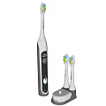 Modern Electric Toothbrush with Replacement Heads and Charging Base for Bathroom Use